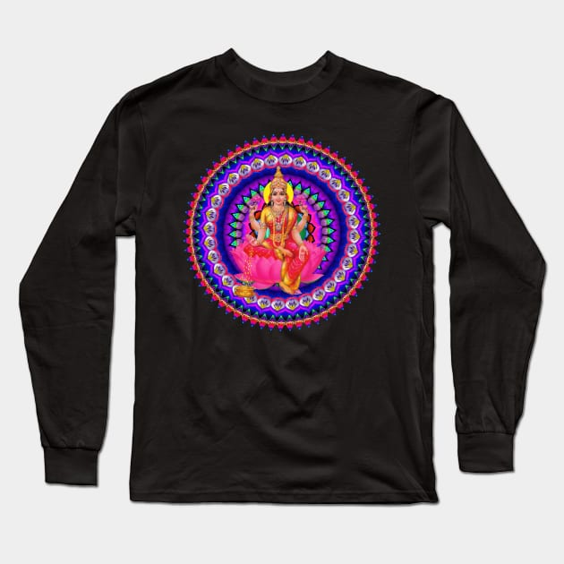 Mandala Magic - Lakshmi's Rainbow Delight Long Sleeve T-Shirt by Mandala Magic